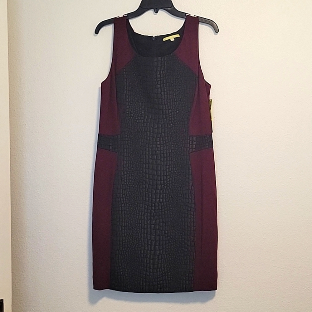 Vintage Gianni Bini Black & Burgundy Crocodile Dress